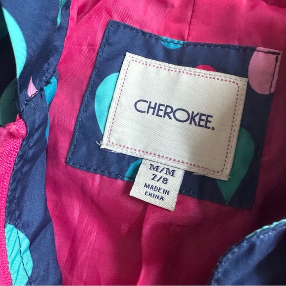 Cherokee Raindrops Windbreaker Jacked Hooded Full Zip Lightweight Girls 7/8 M - Picture 4 of 6